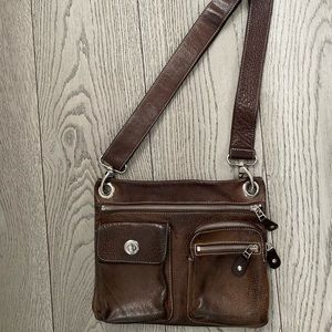Roots Dark Brown Leather Cross Body